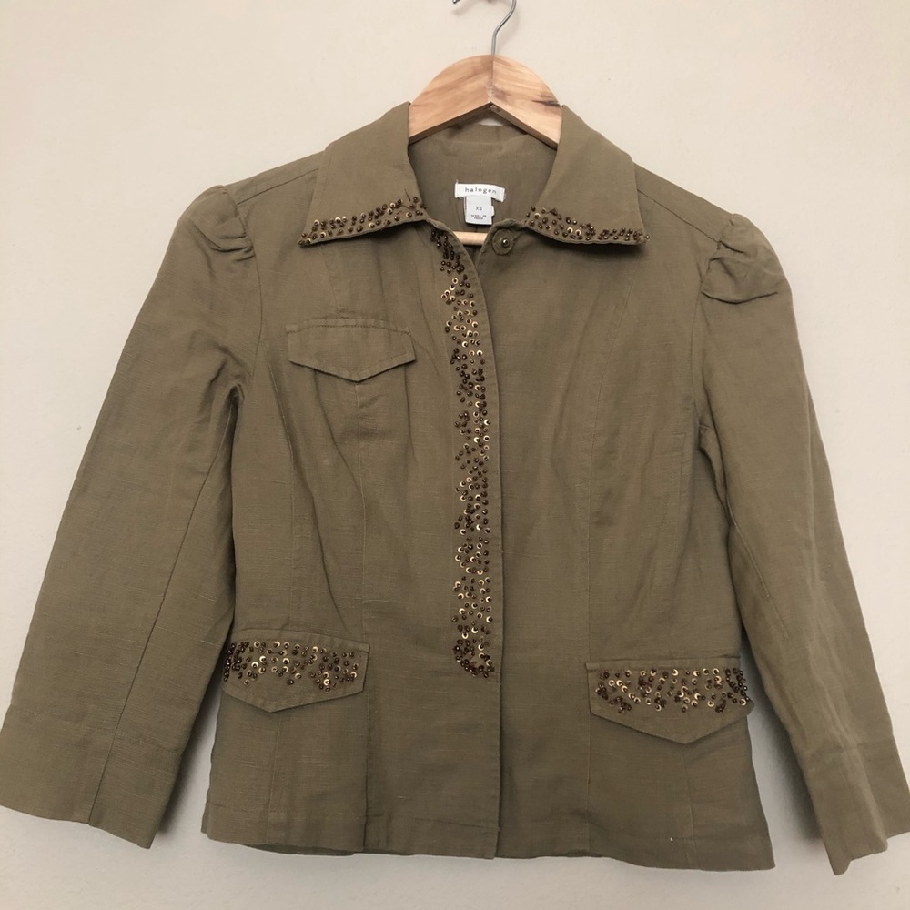 Halogen Linen blend jacket blazer - Picture 2 of 10